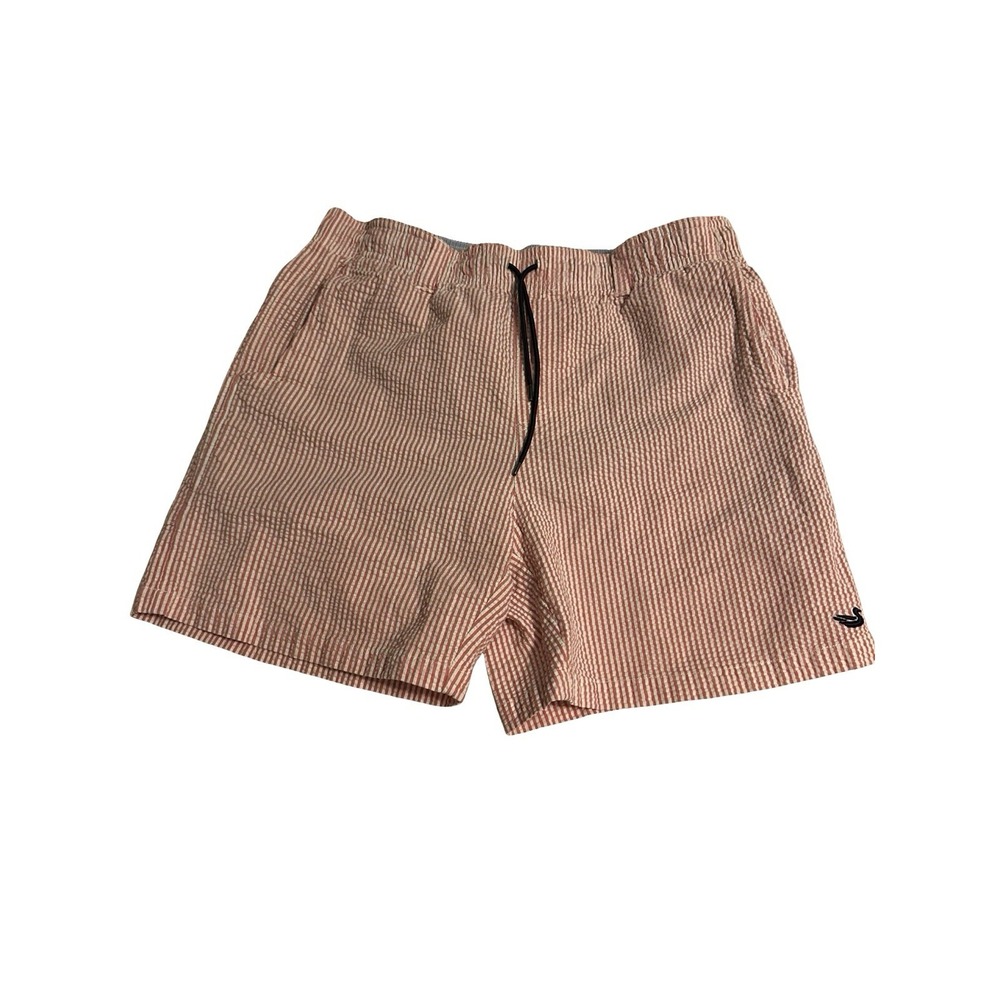 Southern‎ Marsh Dockside Swim Trunks Pinstriped in Red Seersucker Men's Small - Picture 3 of 10